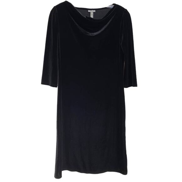 J. Jill Petites Elegant Black‎ Velvet Cowl Neck Drape Sheath dress - XSP NWT - Picture 1 of 9